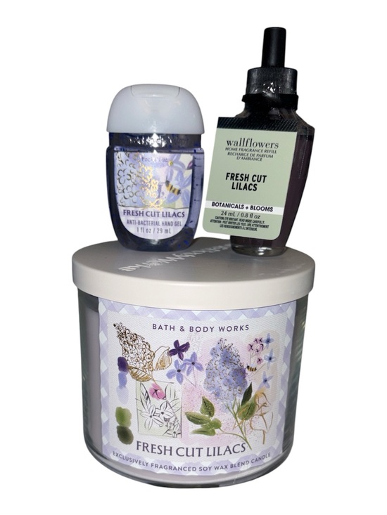 Bath & Body Works Other - Bath & Body Works Fresh Cut Lilacs Set candle, hand gel, wallflower All new